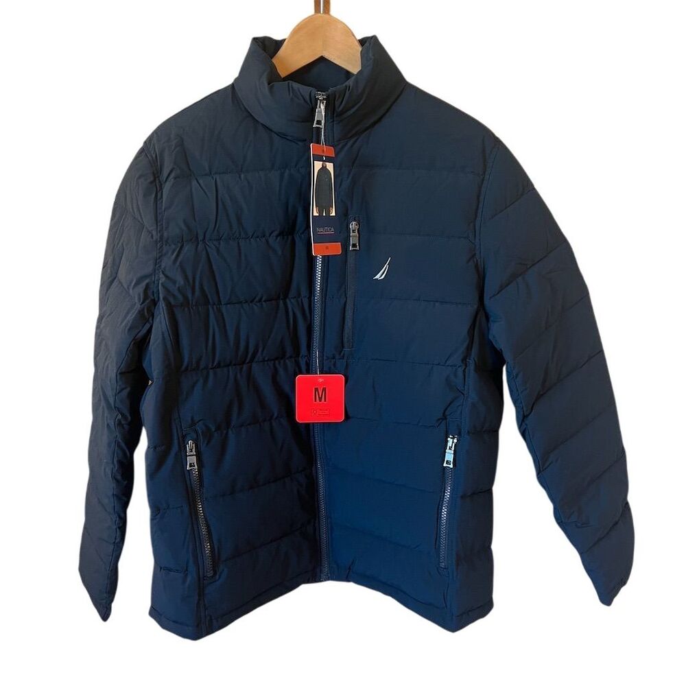 Nautica Men's M Navy Blue Water Resistant Winter Puffer Jacket NWT
